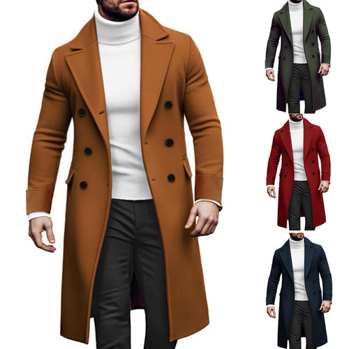Herren Eleganter Doppelreiher-Mantel mit hochwertigem Material und klassischem Schnitt R&B