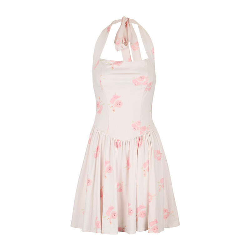 Damen Sommerliches Neckholderkleid mit floralem Design und taillierter Silhouette R&B