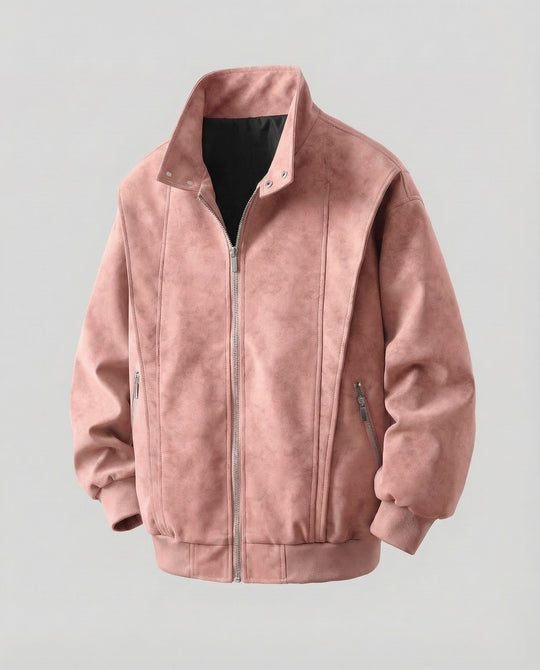 Herren Velours Kurzjacke Stehkragen