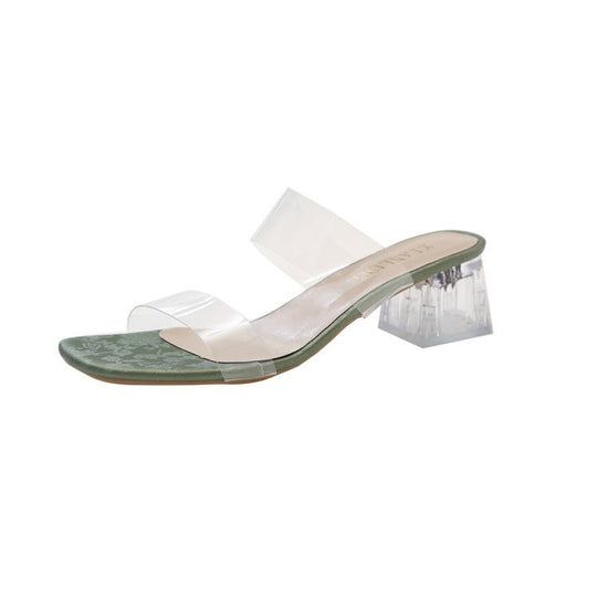 Damen transparente Mules mit blockiertem Acrylabsatz R&B