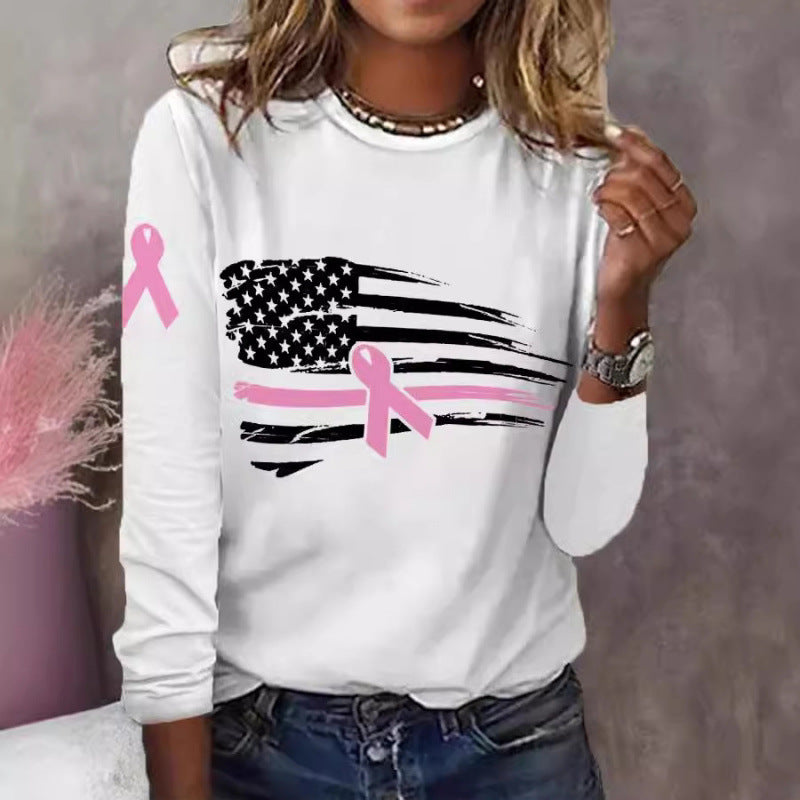 Damen lässiges T-Shirt mit kreativem Flaggen- und Schleifen-Design R&B