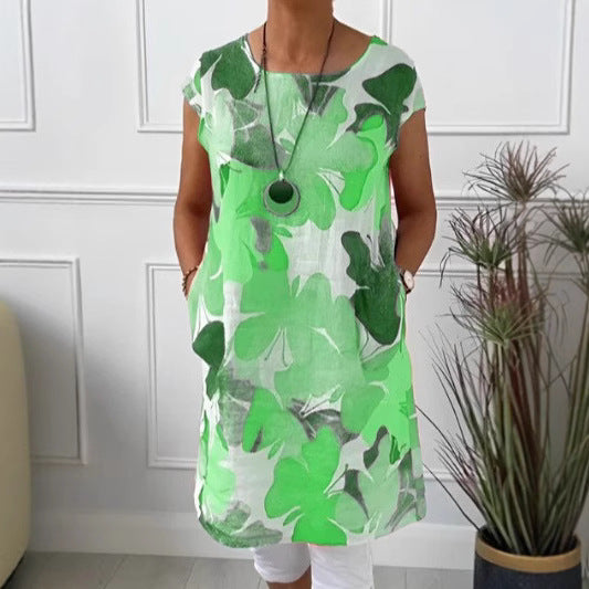 Damen Leichtes Strandkleid mit floralem Muster und Taschen R&B