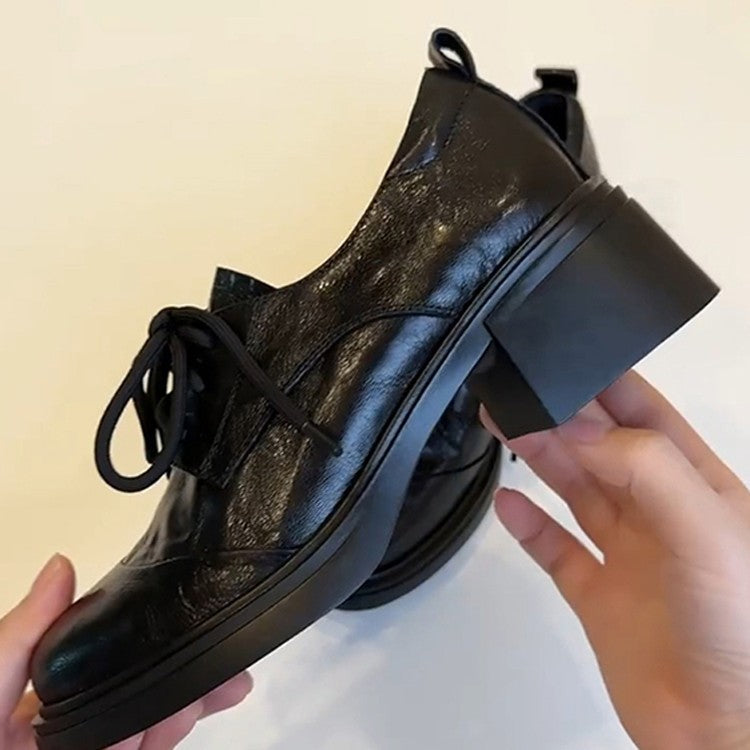 Damen Elegante Schnürschuhe mit komfortablem Blockabsatz und hochwertiger Lederverarbeitung R&B