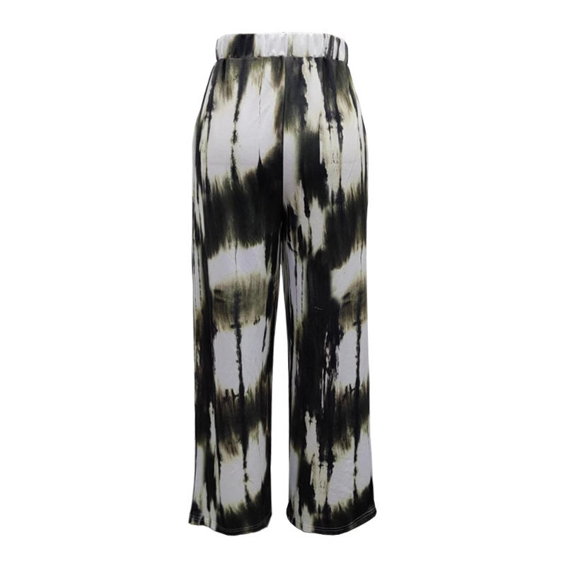 Damen Weite Stoffhose mit einzigartigem Batikdesign