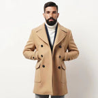 Herren modischer Doppeltbreasted Mantel mit praktischen Taschen R&B