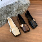 Damen elegante Ballerinas mit schickem Riemen und komfortablem Blockabsatz R&B