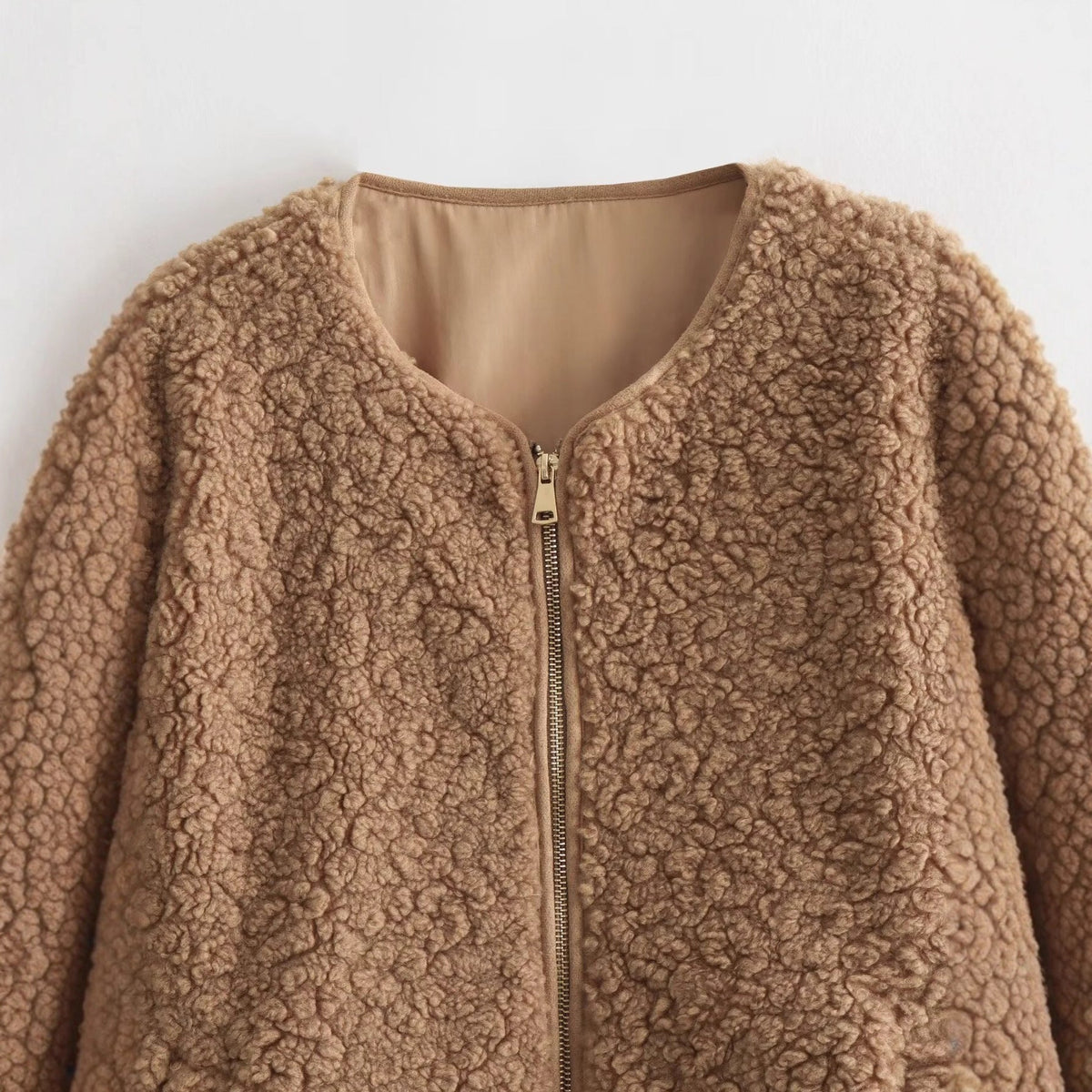 Damen kuschelige Teddyjacke mit Reißverschluss und praktischen Taschen R&B