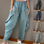 Damen lässige Sommerhose mit Knopfdetails und praktischen Seitentaschen R&B
