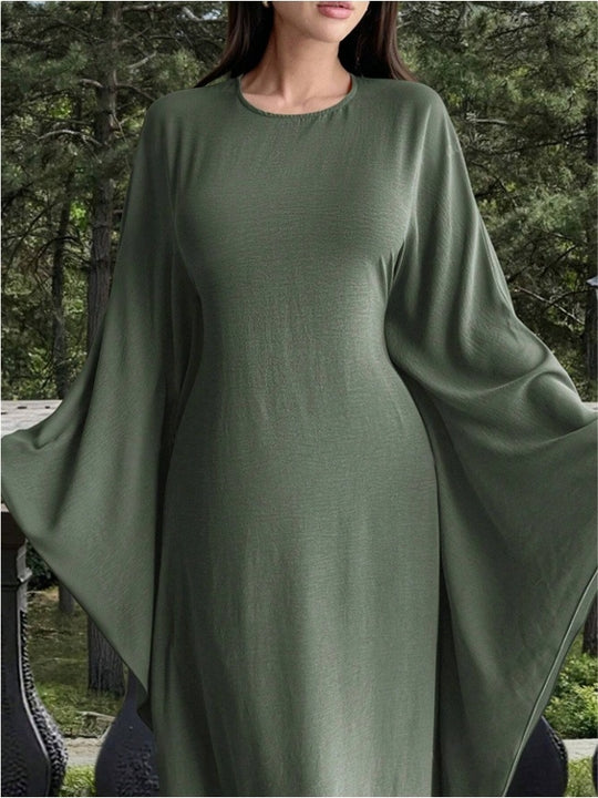 Damen Elegantes Maxikleid mit weiten Ärmeln und lockerem Schnitt R&B