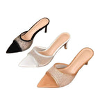 Damen elegante High Heel Mules mit funkelnden Strassverzierungen R&B