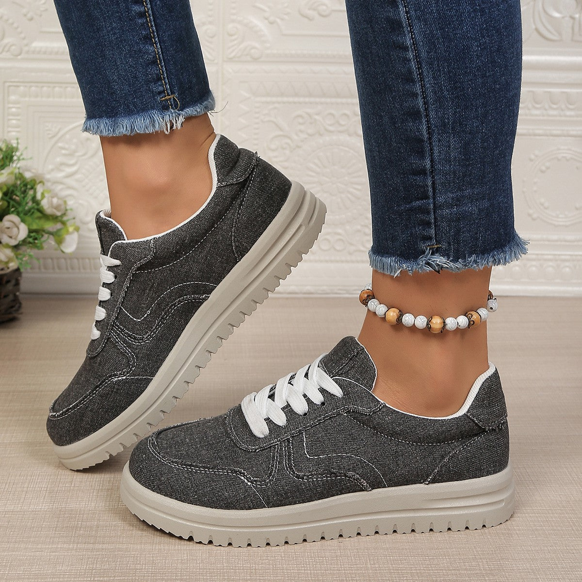 Damen Bequeme und trendige Sneakers mit strapazierfähigem Obermaterial und dämpfender Sohle R&B