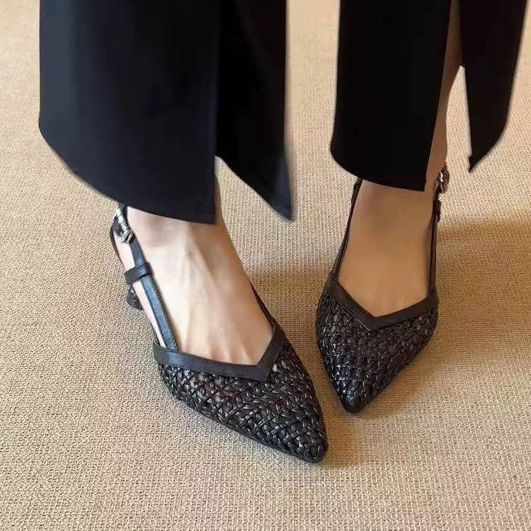 Damen Slingback-Pumps mit geflochtener Oberflächenstruktur und elegantem Absatz