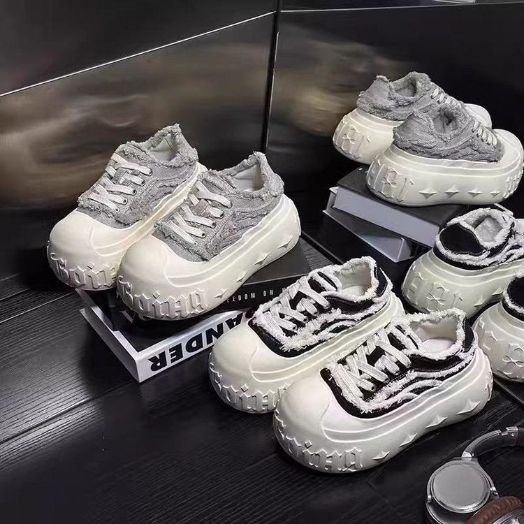 Damen Plüschige Chunky Sneakers mit dicker Sohle R&B