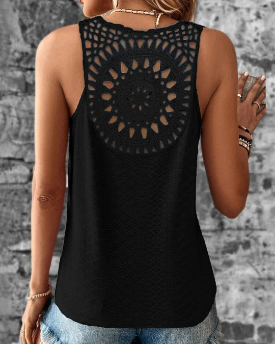 Damen luftiges Häkelshirt mit einzigartigem Rückendetail R&B