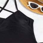 Damen Einteiler Badeanzug mit transparentem Wickelrock R&B