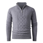 Herren Eleganter Strickpullover mit hohem Kragen und Reißverschluss R&B