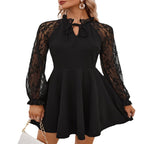 Damen Kleid mit Spitzenärmeln R&B
