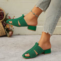 Damen offene Mules mit Blockabsatz und verzierten Riemen R&B