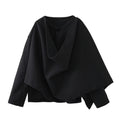Damen asymmetrische Jacke mit modernem Kragen und geschwungenem Schnitt R&B