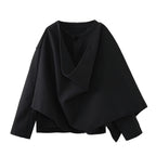 Damen asymmetrische Jacke mit modernem Kragen und geschwungenem Schnitt R&B