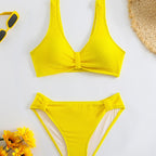 Femme Strukturierter Hochgeschnittener Bikini-Set R&B