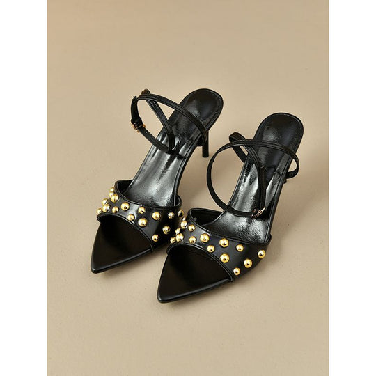 Damen elegante Slingback-Pumps mit goldenen Nieten R&B