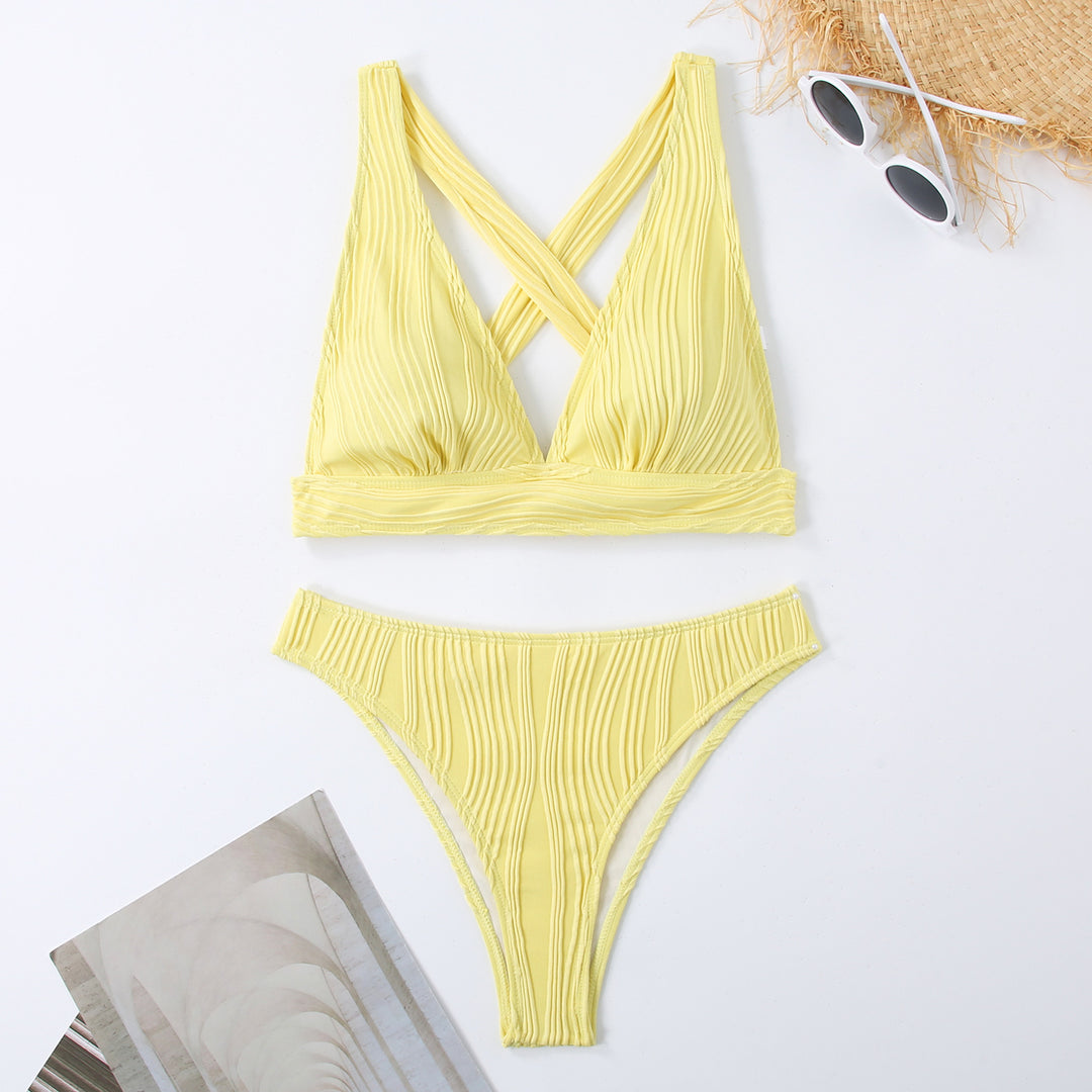 Damen Plissierter Bikini mit Cross-Back-Design R&B
