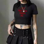 Damen Crop-T-Shirt mit kreativem Comic-Motiv R&B