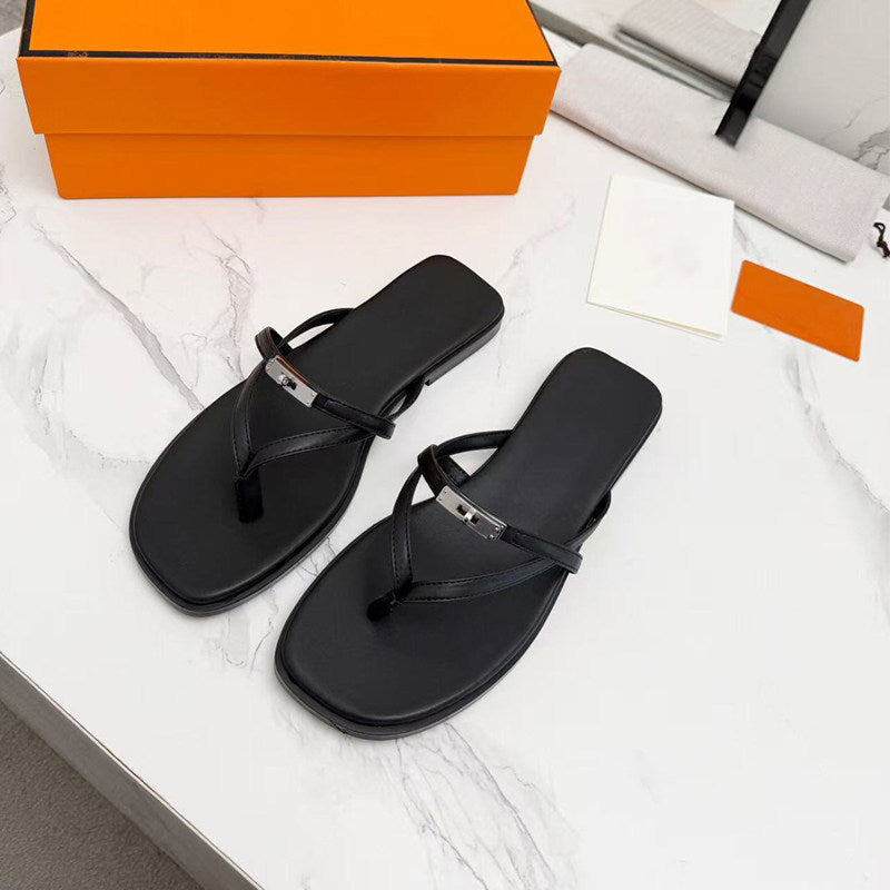 Damen Elegante Zehentrenner-Sandalen mit verstellbarem Riemendesign und feinen Metallic-Details R&B