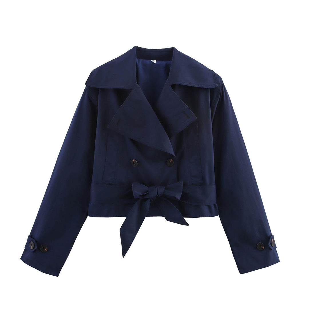 Damen kurze Trenchjacke mit eleganter Taillierung und praktischen Taschen R&B