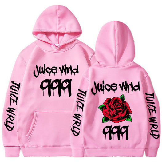 Damen Kapuzenpullover mit auffälligem Grafikdesign und romantischem Rosenmotiv R&B