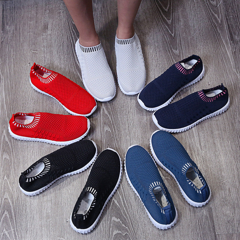 Damen atmungsaktive Slip-On Sneakers mit flexiblem Strickdesign R&B