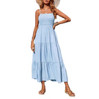Damen Maxikleid mit verstellbaren Trägern und Rüschen R&B