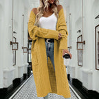 Damen Strickjacke mit grobem Zopfdesign und praktischen Taschen R&B