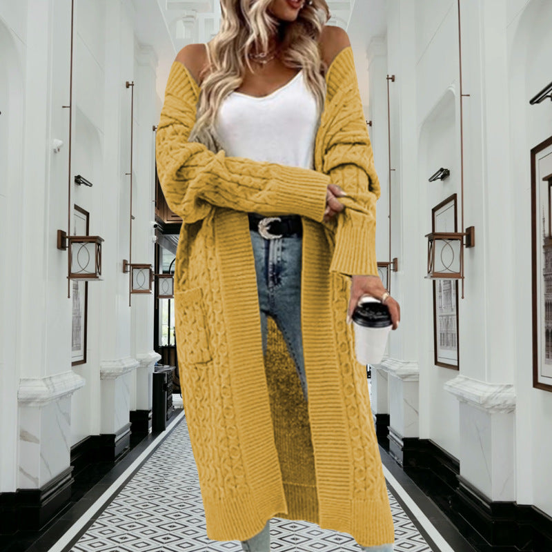 Damen Strickjacke mit grobem Zopfdesign und praktischen Taschen R&B