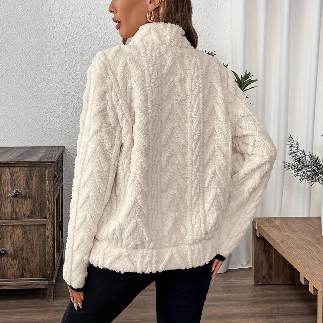 Damen kuscheliger Fleece-Hoodie mit halbem Reißverschluss R&B