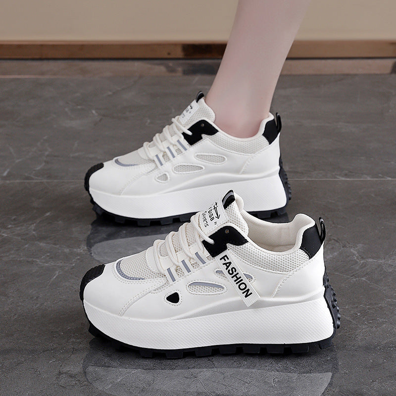 Damen Sneakers mit hohem Plateau und atmungsaktiver Mesh-Oberfläche R&B