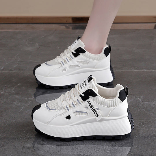 Damen Sneakers mit hohem Plateau und atmungsaktiver Mesh-Oberfläche R&B