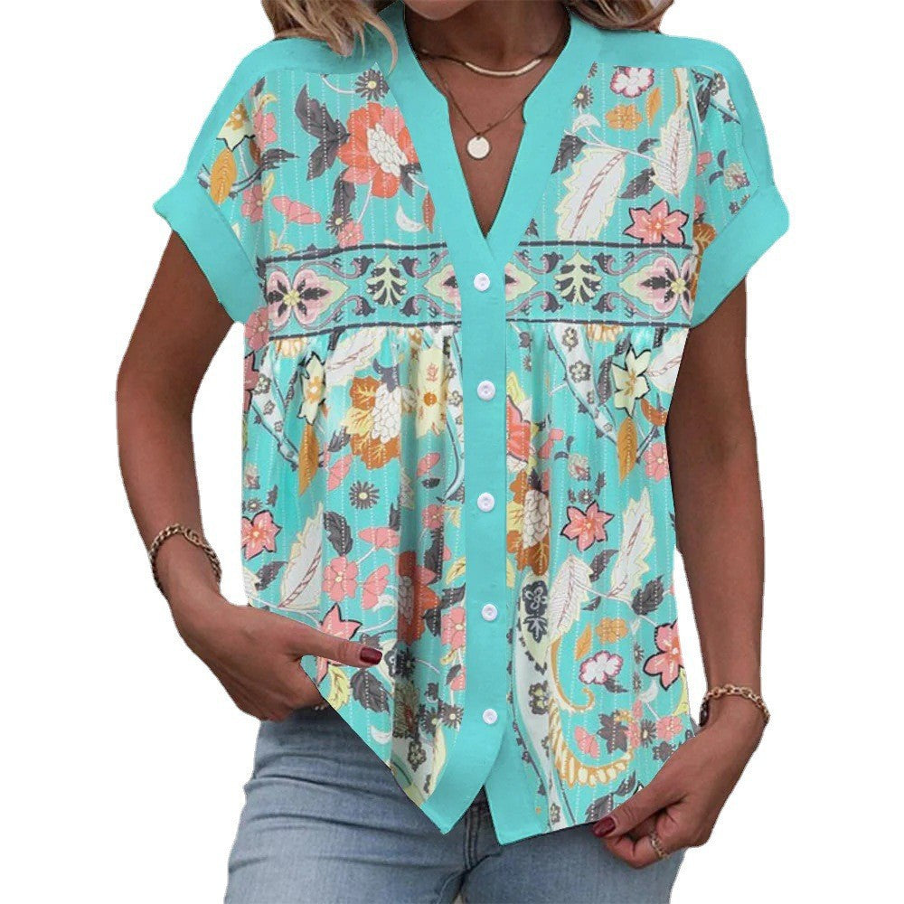 Damen elegante Bluse mit floralem Design R&B