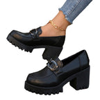 Damen Plateau-Mokassins mit robuster Profilsohle und modischer Schnallen-Applikation R&B