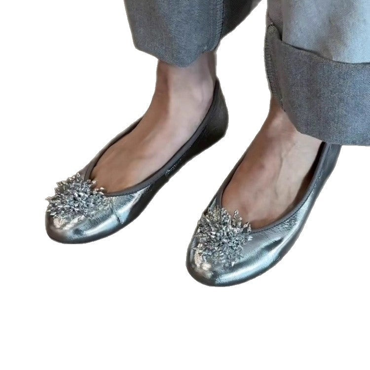 Damen Ballerina mit luxuriösem Blütenakzent