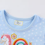 Mädchen Sommerkleid mit niedlichem Einhornmotiv und Rüschendetails R&B