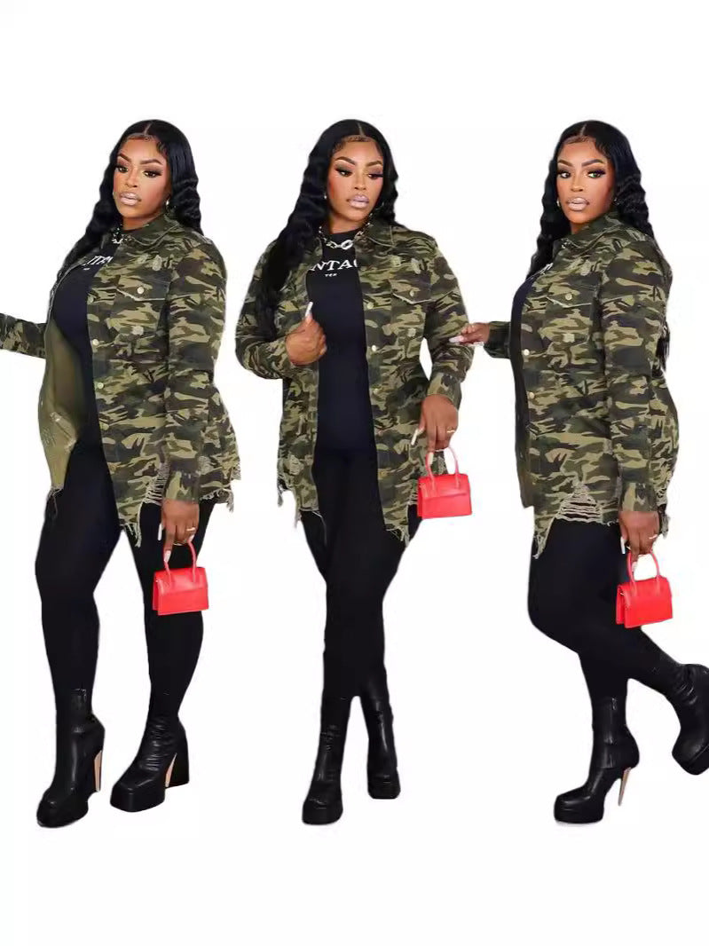 Damen modische Camouflage-Überwurfblick R&B