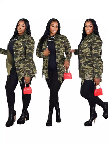 Damen modische Camouflage-Überwurfblick R&B