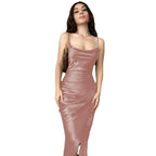 Damen Elegantes Maxikleid mit raffiniertem Wickelschnitt und schmalen Spaghettiträgern R&B
