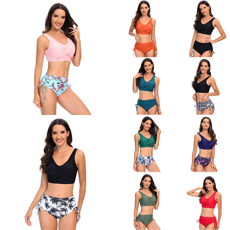 Damen Hochtailliertes Bikini-Set mit verstellbaren Trägern R&B