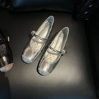 Damen elegante Ballerinas mit funkelnden Akzenten und komfortablem Blockabsatz R&B