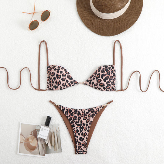 Damen Triangel-Bikini mit verstellbaren Trägern und elegantem Blumendruck R&B