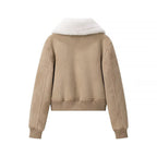 Damen elegante Steppjacke mit weichem Kunstfellkragen und praktischen Taschen R&B
