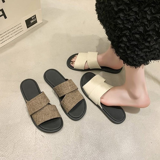 Damen Komfortable Slides mit breiten, modischen Riemen R&B